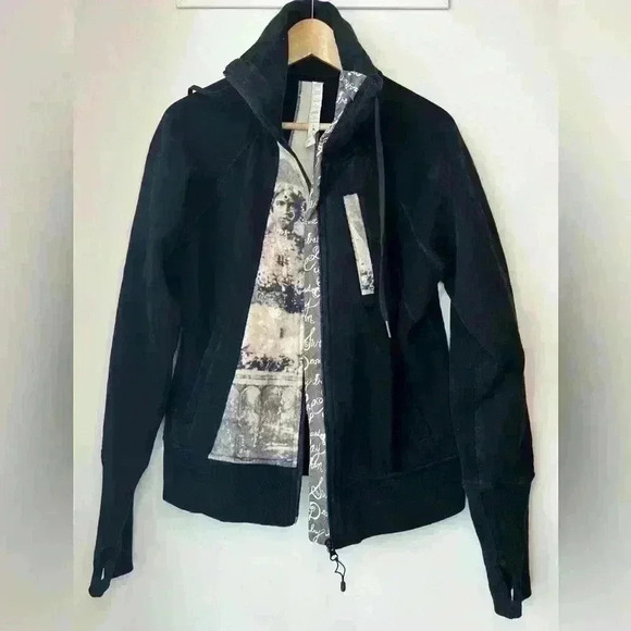 Vintage Lululemon Womens Black Abstract India Scuba Hoodie Summer Casual 10 - Picture 9 of 15